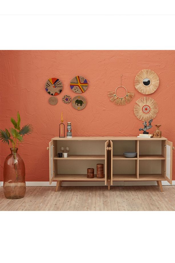 Bohem Yemek Odası Takımı 4 Sandalye 1 Bench Meşe Görünümlü Ve Ahşap Ayaklı - 7