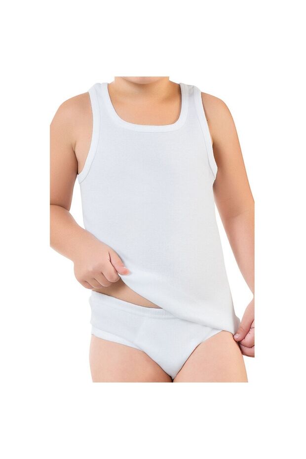 3 Pieces of White Color Combed Cotton Children's Undershirt