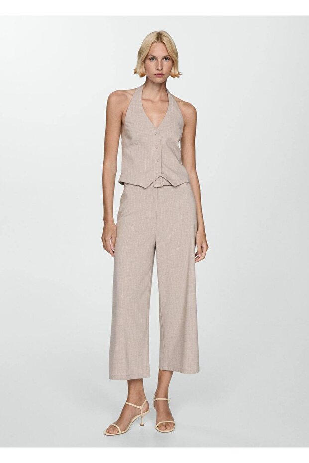 Schlanke, gestreifte Weste mit Neckholder - 2