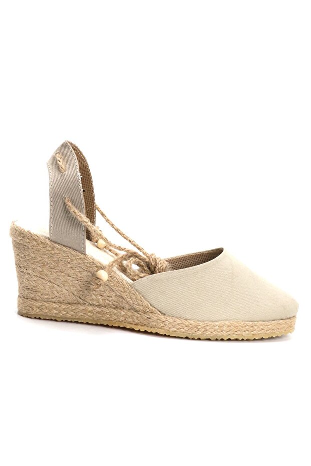 Authentic Handmade Beige Women's Wedge Heel Espadrilles