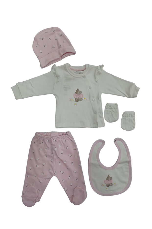 Daisy Patterned 5-Piece Baby Hospital Outfit Set (5 Pieces)