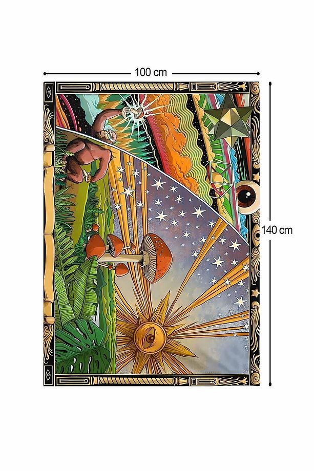 Kozmik Tapestry Mantar Trip Güneş Kadife Duvar Halısı Tapestry Psychedelic Duvar Örtüsü - 2
