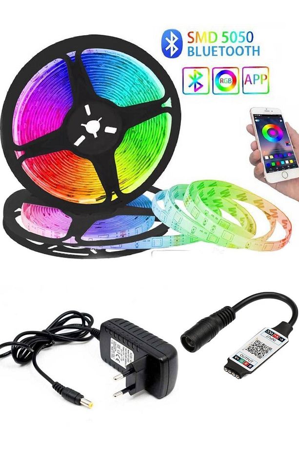 Bluetooth Özellikli Rgb Şerit Led, Tak Çalıştır Animasyonlu 5 Metre - 2