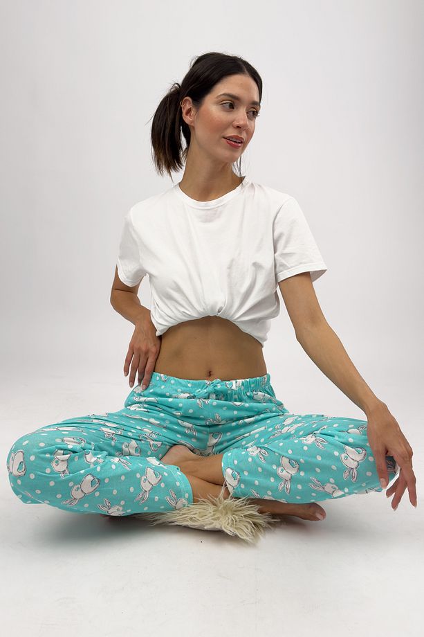 Kadın Pijama Altı Kurdeleli Büyük Tavşan Yeşil - 9