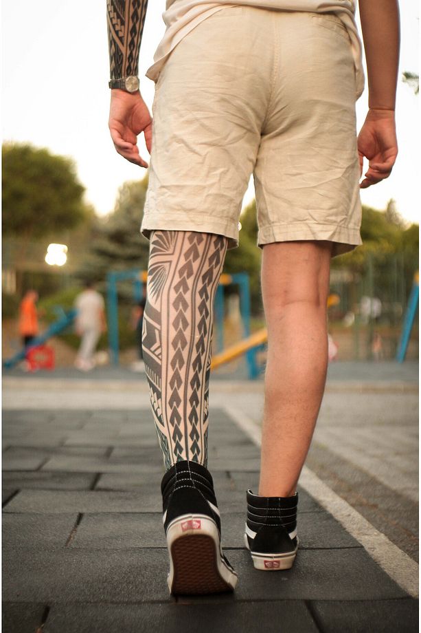 Giyilebilir Desenli Bacak Dövmesi 3D Baskılı Tattoo - 4