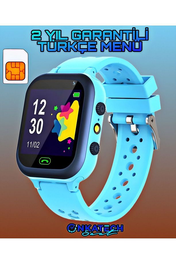 Çocuk Konum Takipli Arama Sim Kart Girişli Gps Ve Sos Özellikli Akıllı Çocuk Saati-smart V1 - 1