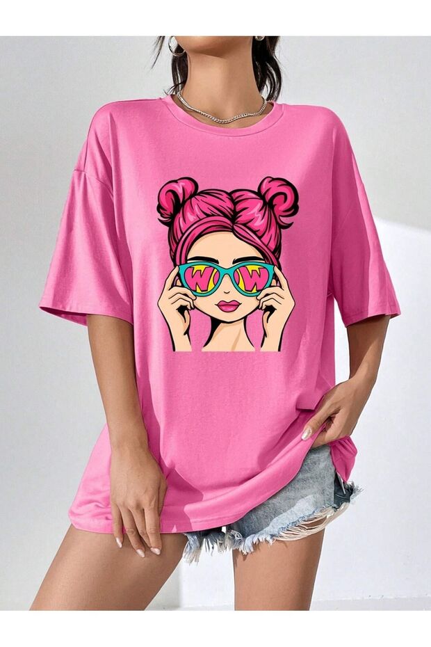- Women's 100% Cotton Oversized t-shirt, Cool Girl Printed , 30/1 Fabric