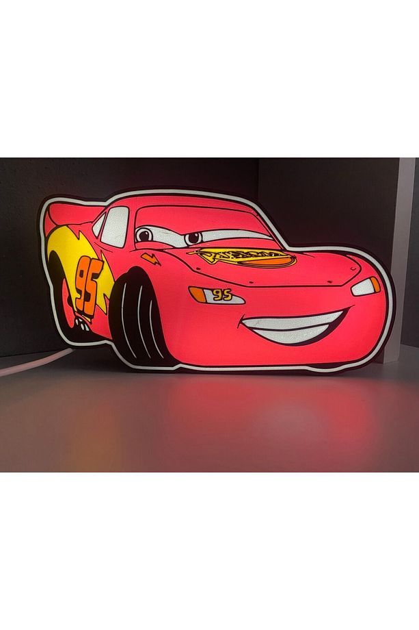 Şimşek Mcqueen Araba Led Işıklı Lightbox Masa Lambası - 3
