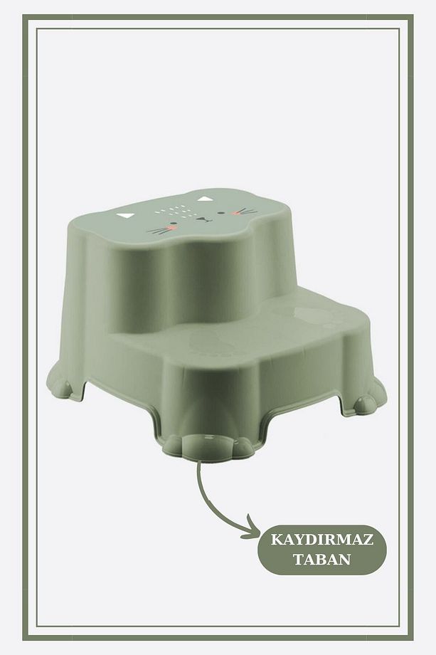 Çocuklar Için Tuvalet Eğitim Seti- Basamaklı Banyo Lavabo Merdiven Yükseltici Bebek Basamağı Yeşil - 2