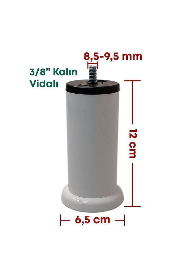 Plastik Baza Koltuk Kanepe Robot Süpürge İçin Yatak Ayağı 12 cm 3/8" Kalın Diş - 5