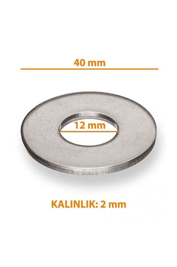 Galvanizli Metal Pul M12X40 Kalınlık: 2 mm (10 Adet) - 2