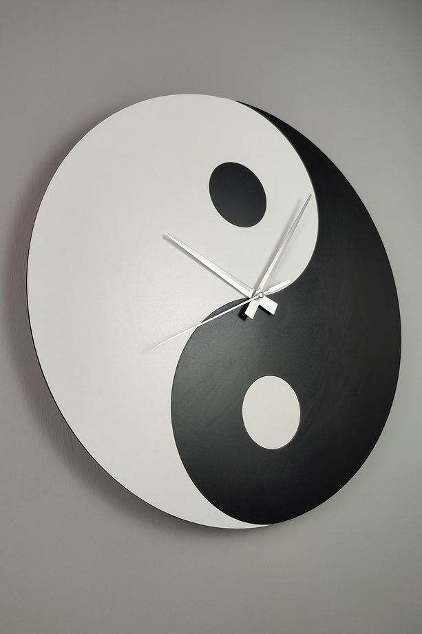 İyimi Modern Ahşap Dekoratif Duvar Saati Şık Sade Yin Yang – S10A - 7