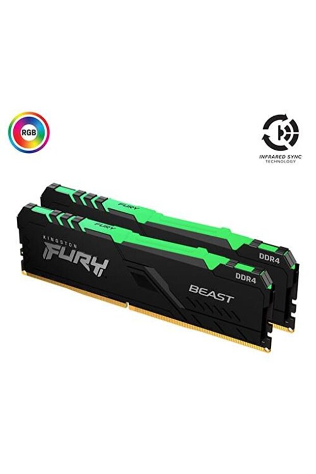 16gb (2X 8GB) Ddr4 3600mhz Dual Kit Rgb Pc Ram Fury Beast Kf436c17bbak2/16 - 1