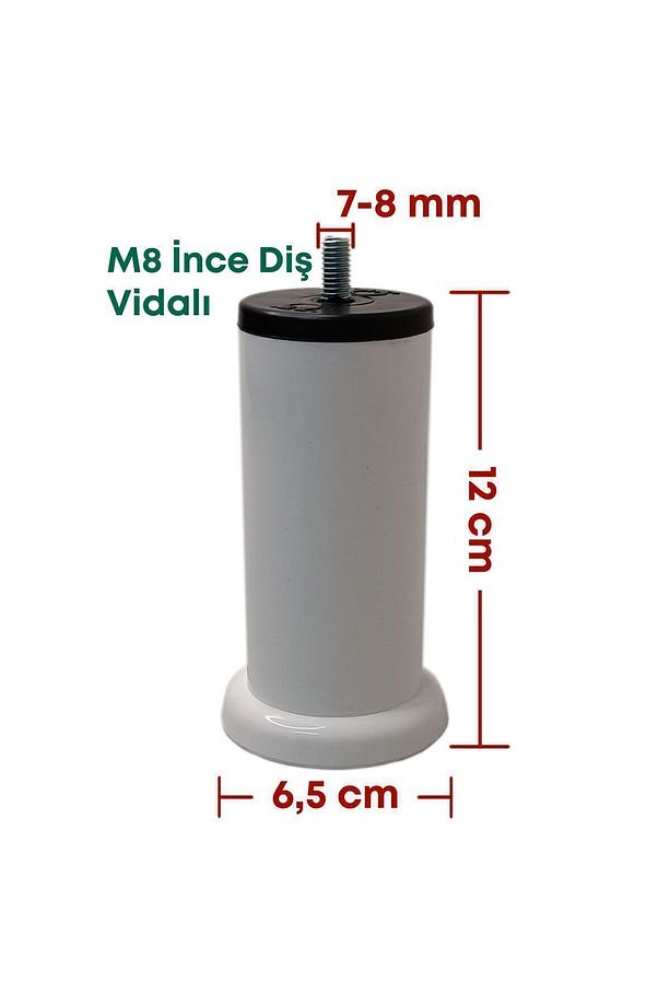 Plastik Baza Koltuk Kanepe Robot Süpürge İçin Yatak Ayağı 12 cm M8 İnce Diş - 5