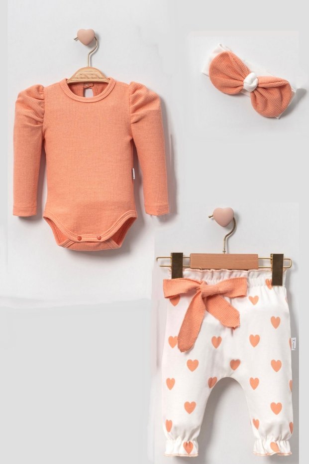 Watermelon Sleeve Heart Baby Girl Set