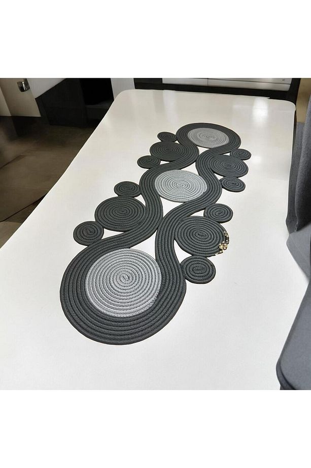 Jüt, Hasır,Sarmal Model, Dekoratif Masa Örtüsü, Runner 40x110 CM, Sehpa Örtüsü, Bohem Tarzı - 3