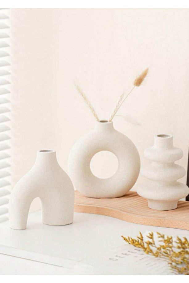10 Cm Minimal Vazo Set 3'lü Bohem Biblo Minyatür Dekoratif Vazo - 1