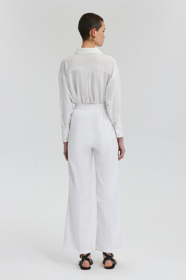 Spodnie z wysokim stanem i szerokimi nogawkami - 5