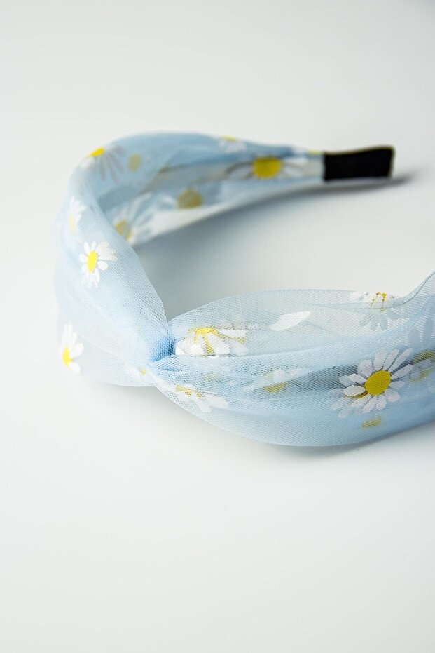 Papatya Işlemeli Tül Taç - 3