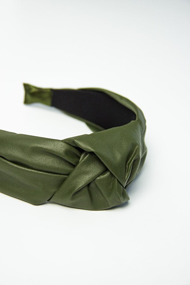 Green Color Leather Knotted Crown - 4