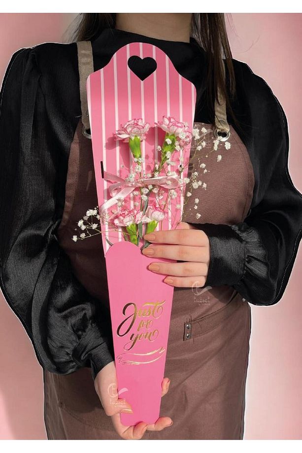Çiçek Gül Kutusu Tekli Gül Kutusu Çiçek Ambalaj Kurdeleli Çanta 6 Adet Pembe-T900 - 2