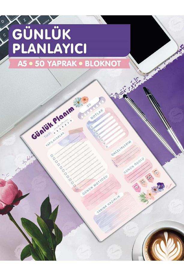 Günlük Planlayıcı Planner 50 Yaprak - Planlayıcı Defter Bloknot To do list (A5 15X21) 50 Syf.-T967 - 1