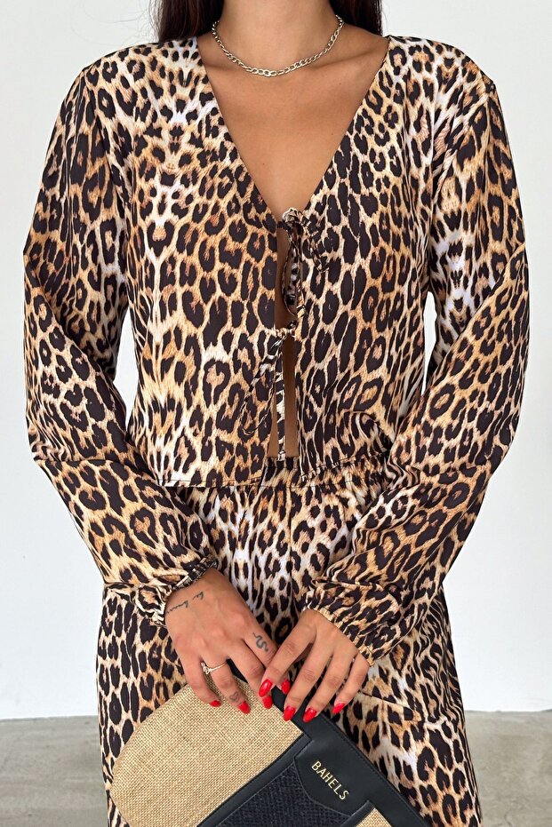 طقم قميص بوبلين بطبعة جلد الفهد - 5