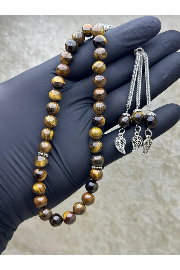Natural Stone Tiger's Eye Prayer Beads 8mm Sphere Cut 33 Prayer Beads