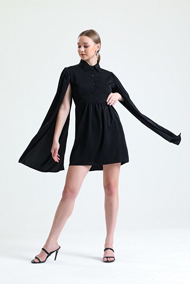Shirt Collar Ghost Sleeve Dress