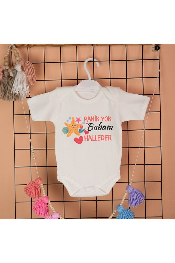 Panik Yok Babam Halleder Yazılı Pamuklu Bebek Zıbını - 1