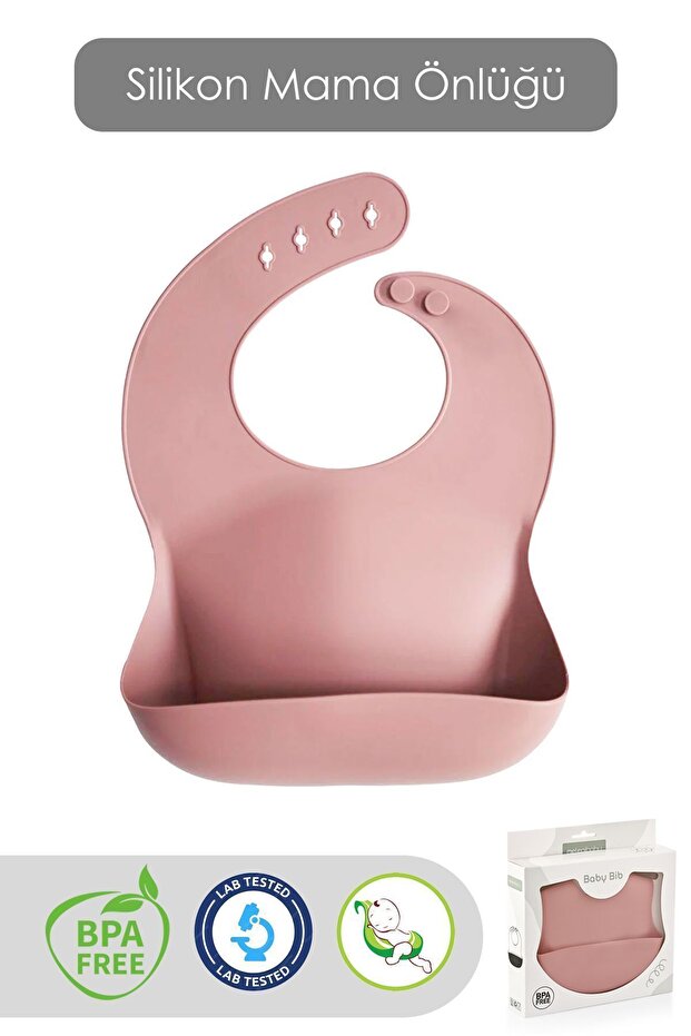 Mega Size Silicone Baby Bib - Double Locked Adjustable Baby Bib - Pink