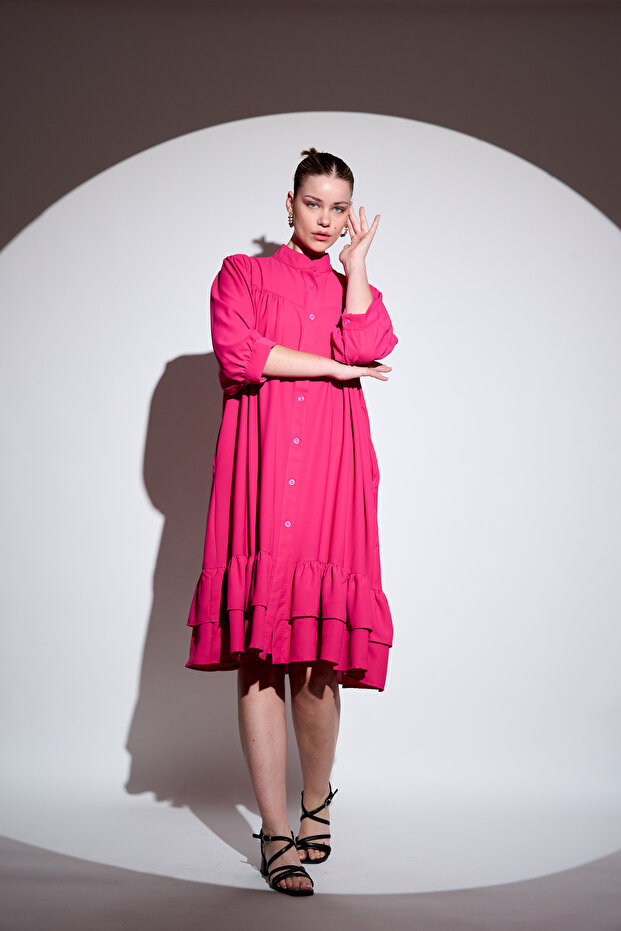 فستان مكشكش بأزرار - 7