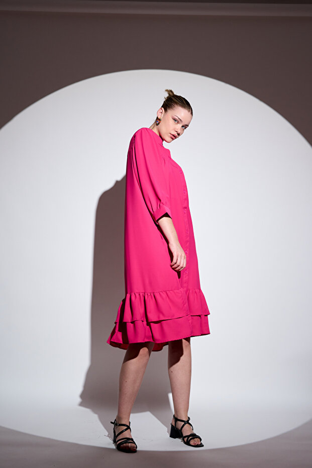 فستان مكشكش بأزرار - 5