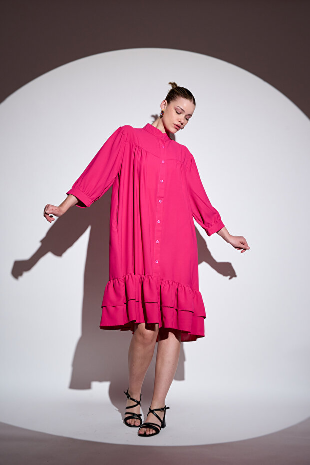 فستان مكشكش بأزرار - 3