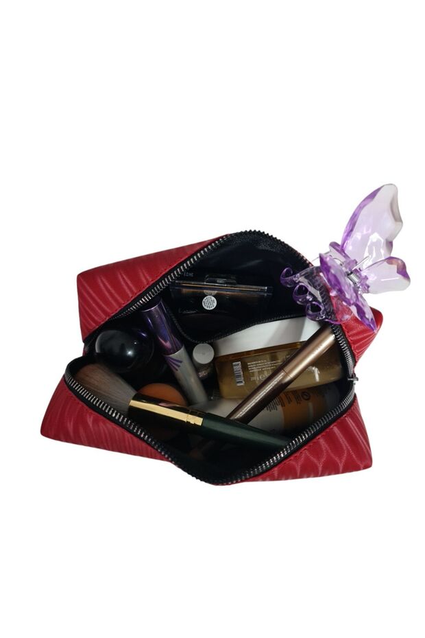 حقيبة مكياج كبيرة الحجم منقوشة - 3