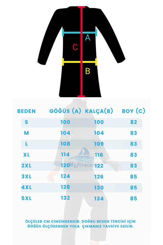 Kadın Düz Renk Tesettür Mayo Pantolon Bone Eşarp Tunik Tam Set 4 Parça Su İtici Tesettür Mayo - 3