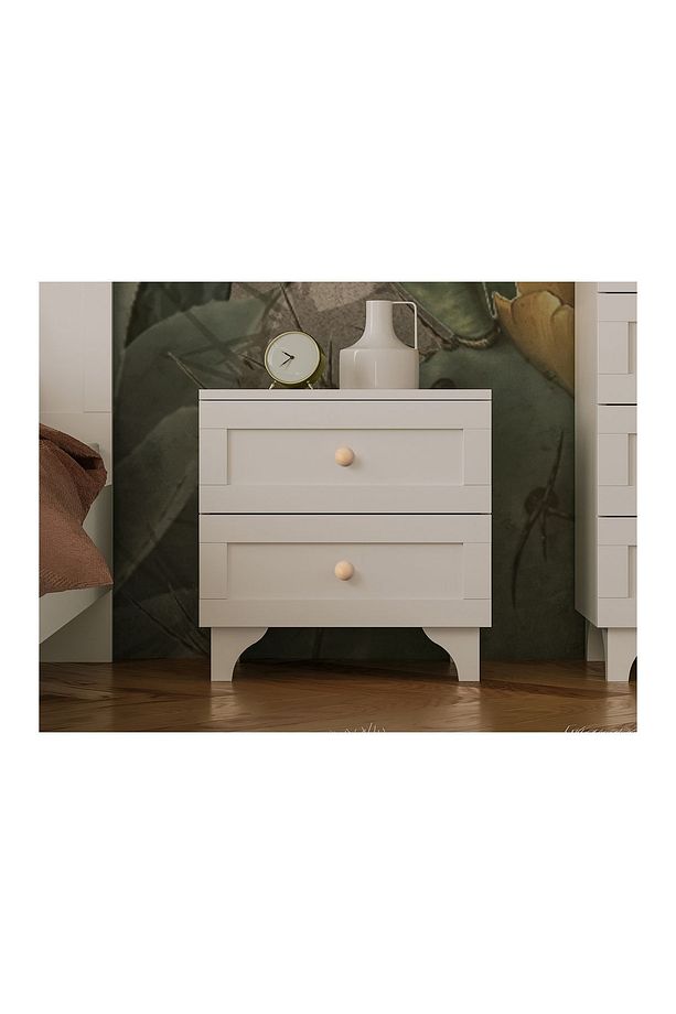 Side Komodin 2 Çekmeceli Ahşap Kulp - 5