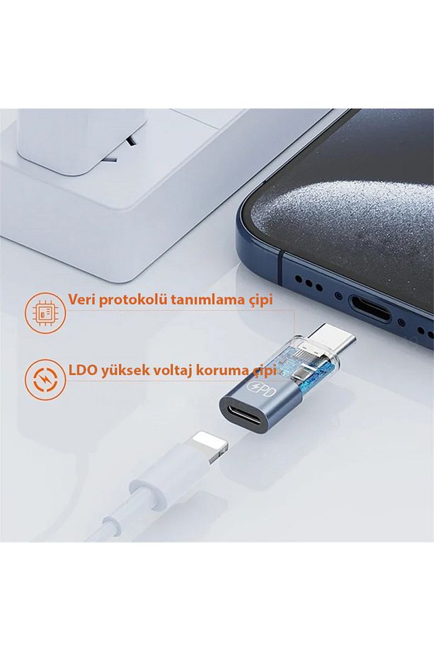 Lightning to Type-C Dönüştürücü Hızlı çevirici Şarj Adaptörü FÜME - 3