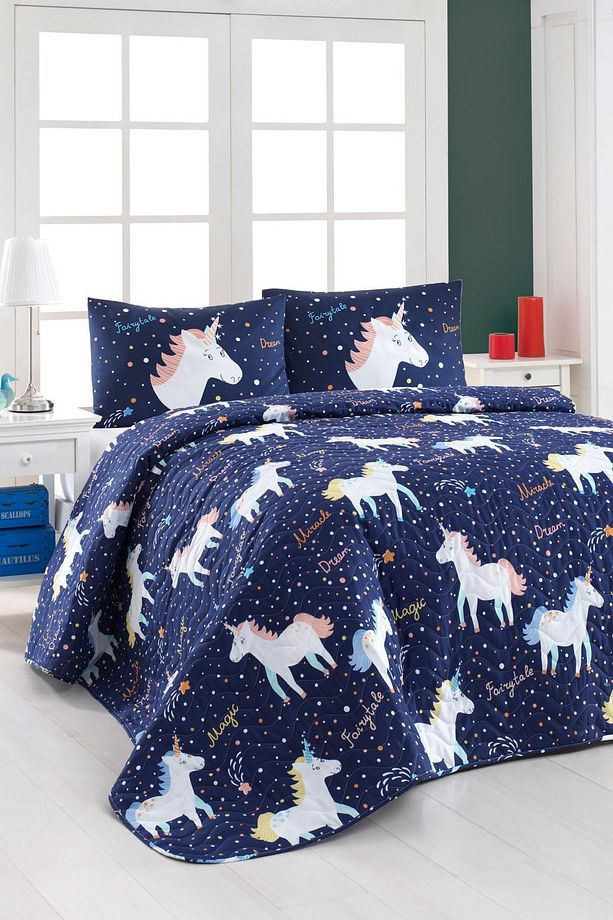 Kapitone Yatak Örtüsü Seti Çift Kişilik MagicUnicorn Laci - 1
