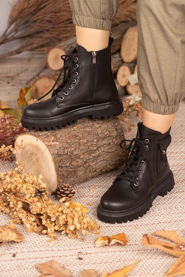 FLR04 POCKET BUCKLE SIDE ZIPPER THICK SOLE POSTAL BOOTS