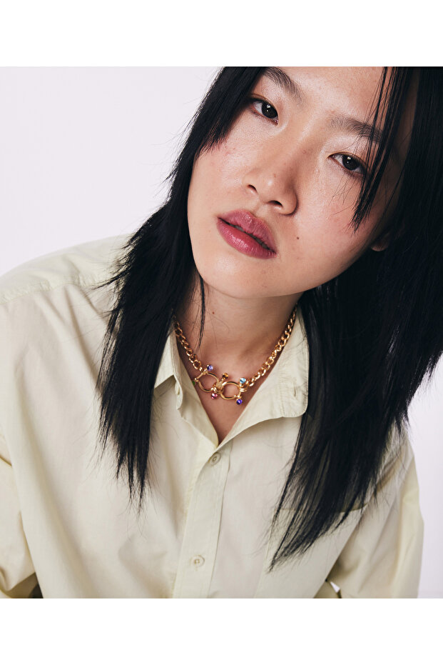 Metal Necklace - Crystal Stone Detail
