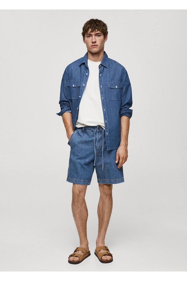 İp detaylı denim Bermuda şort - 2