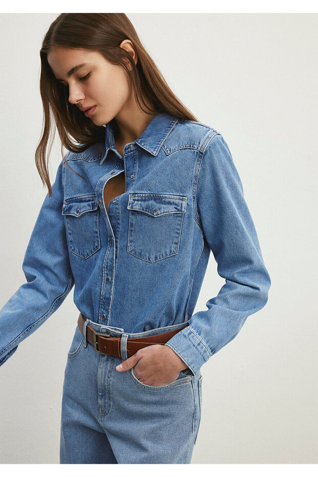 Gabriela Classic Denim Vintage Indigo Blue Jean Shirt Fitted / Fitted Cut1210794-87200