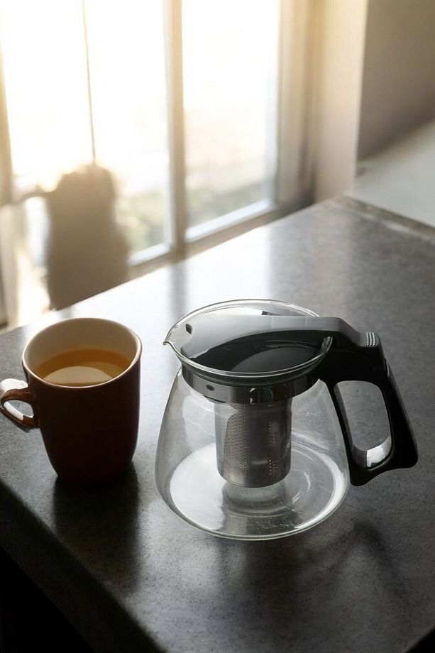 Cam Demlik Süzgeçli 1100ml Siyah Thn81100 C1-1-18 - 1