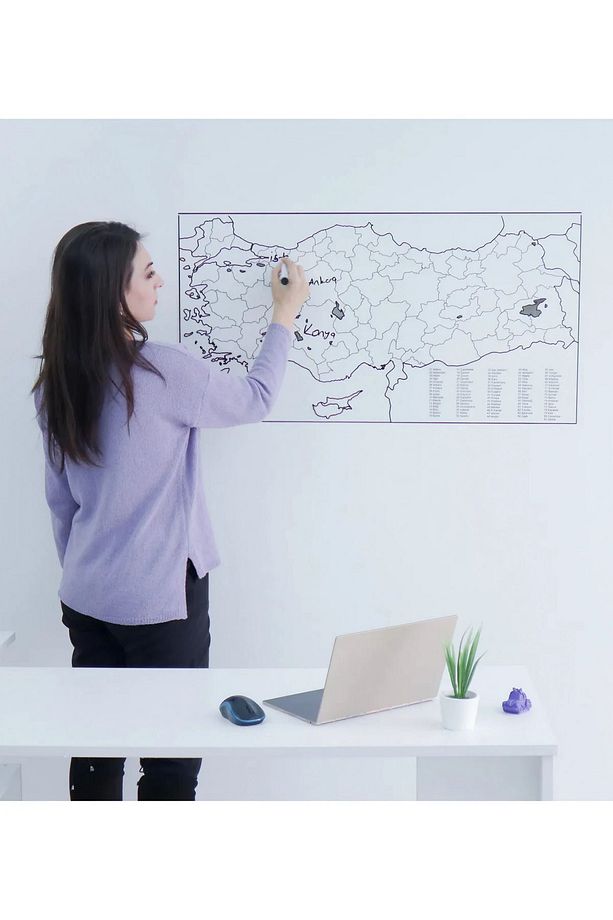 Türkiye Haritası - Yapışkansız Tutunan, Taşınabilir Pratik Kullanışlı, Yazılıp Silinen Akıllı Kağıt - 9