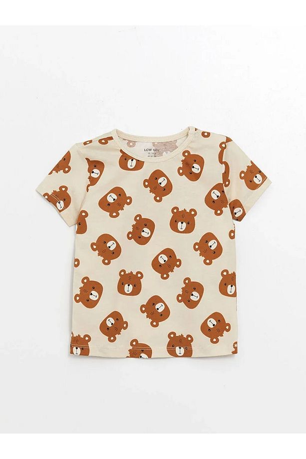 LCW baby Bisiklet Yaka Baskılı Erkek Bebek Şortlu Pijama Takımı - 2