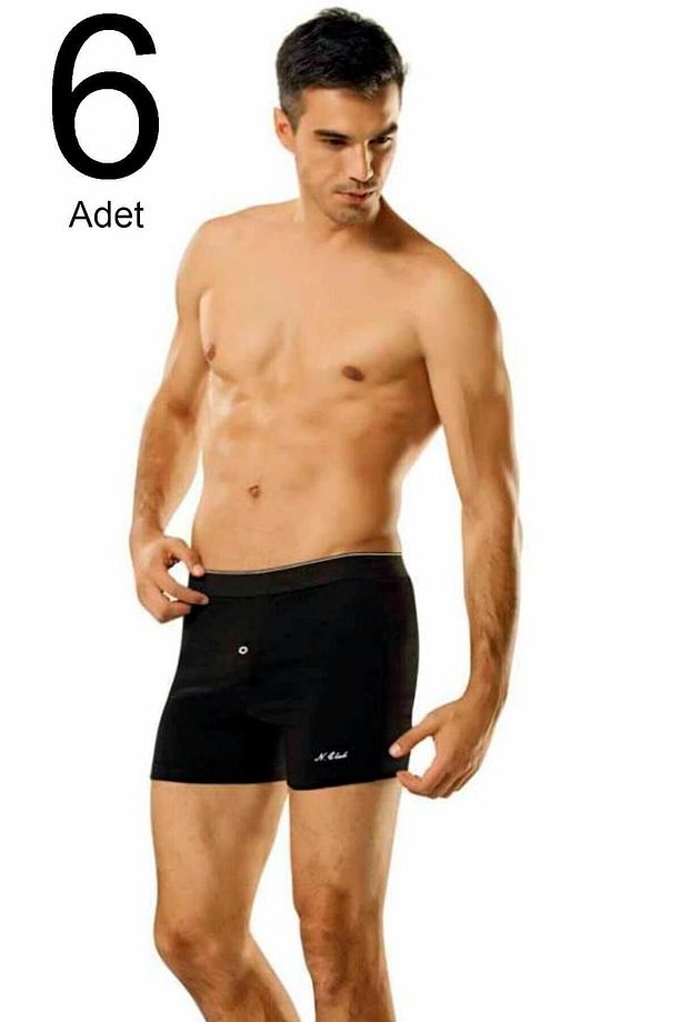 6'lı Paket Düğmeli Erkek Boxer - 1
