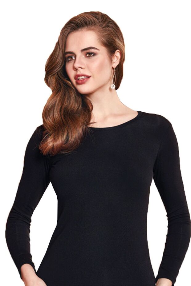 Women's Black Thermal Wrapped Long Sleeve Body ELF568BER8028