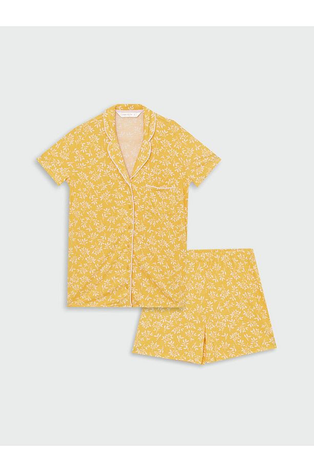 LCW Gömlek Yaka Desenli Kısa Kollu Kadın Şortlu Pijama Takımı - 6