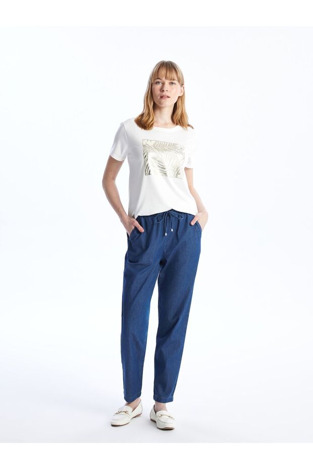 Carrot Fit Women's Jeans with Elastic Waist